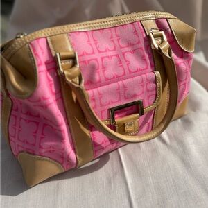 Liz Claiborne Hot Pink and Tan Satchel